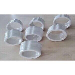 Ceramic Napkin Rings White/Cream - Set of 6 Farmhouse Decor Neutral Decor